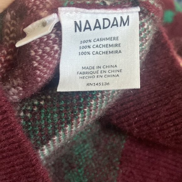 NAADAM 100% Cashmere Fair Isle Goat Holiday Sweater Sz L Christmas - Picture 4 of 5